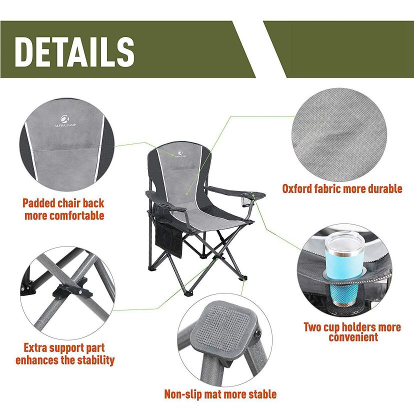 Portable Oversize Camping Arm Chair With Storage Bag