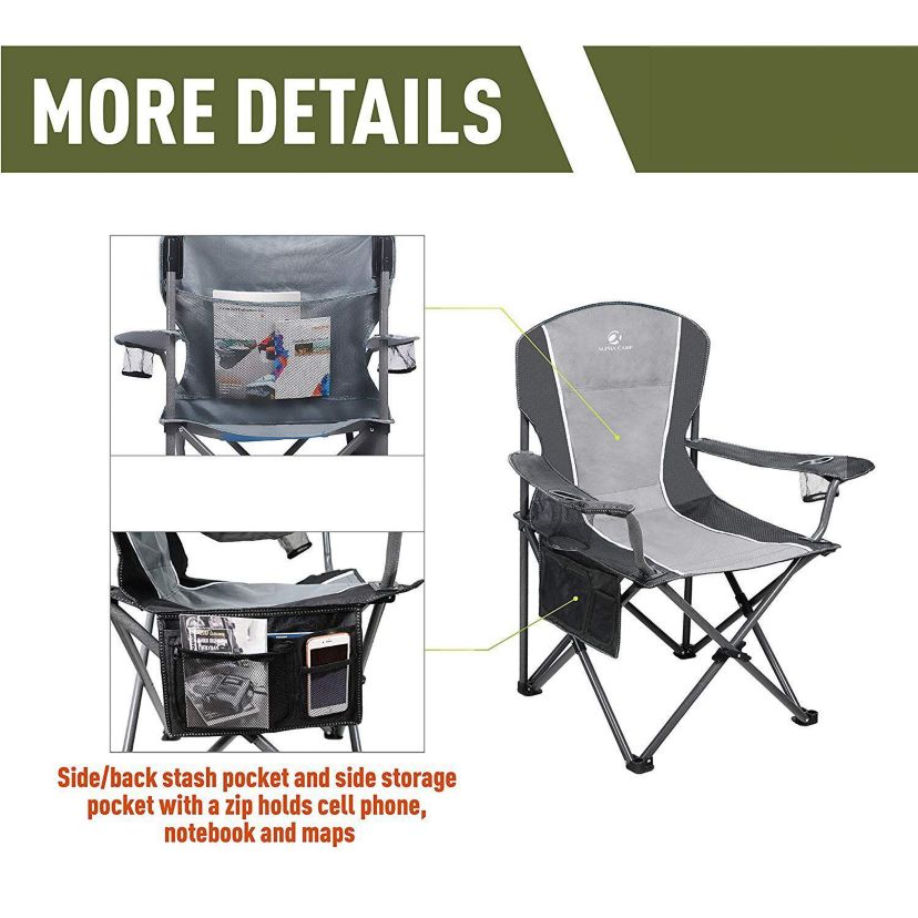 Portable Oversize Camping Arm Chair With Storage Bag