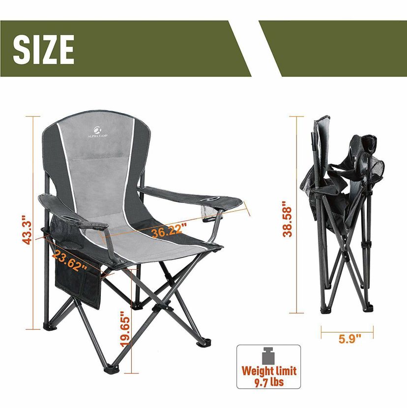 Portable Oversize Camping Arm Chair With Storage Bag