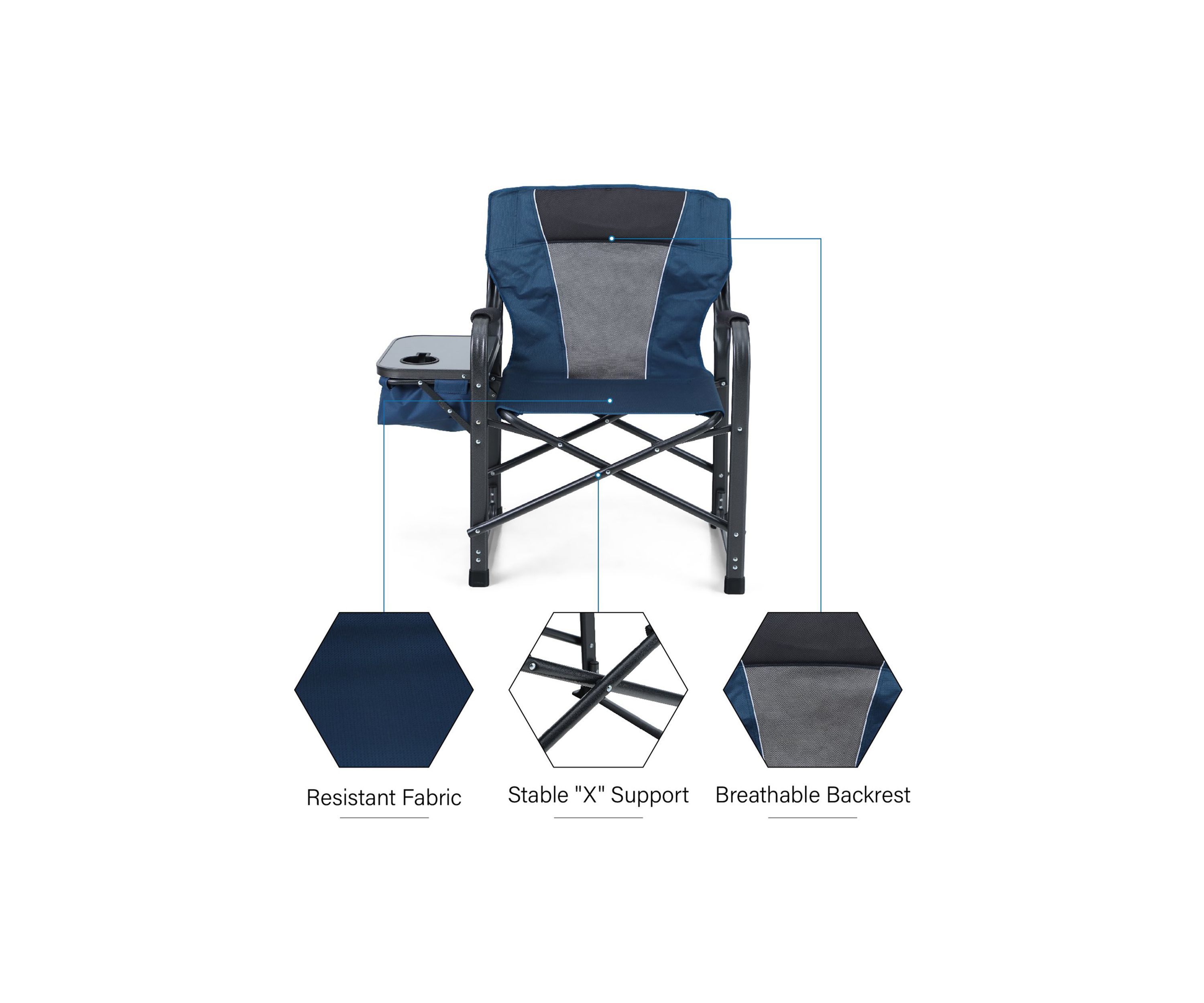 Folding Oversize Director’s Chair With Storage Box and Cup Holder
