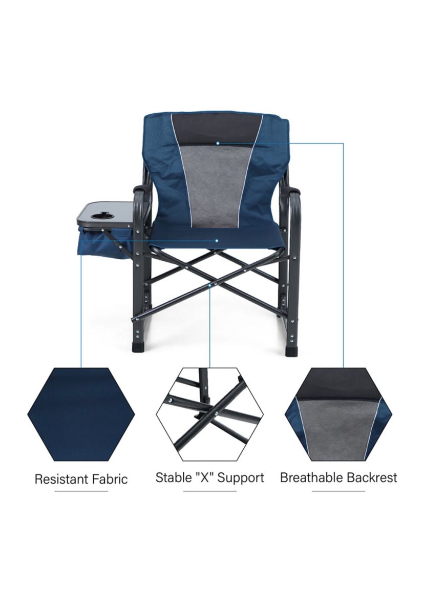 Folding Oversize Director’s Chair With Storage Box and Cup Holder