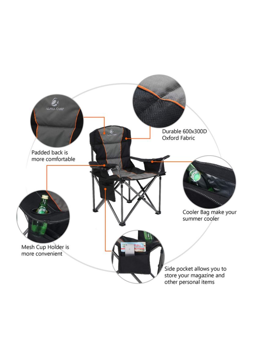 Folding Oversize Camping Chair With Cooler Bag