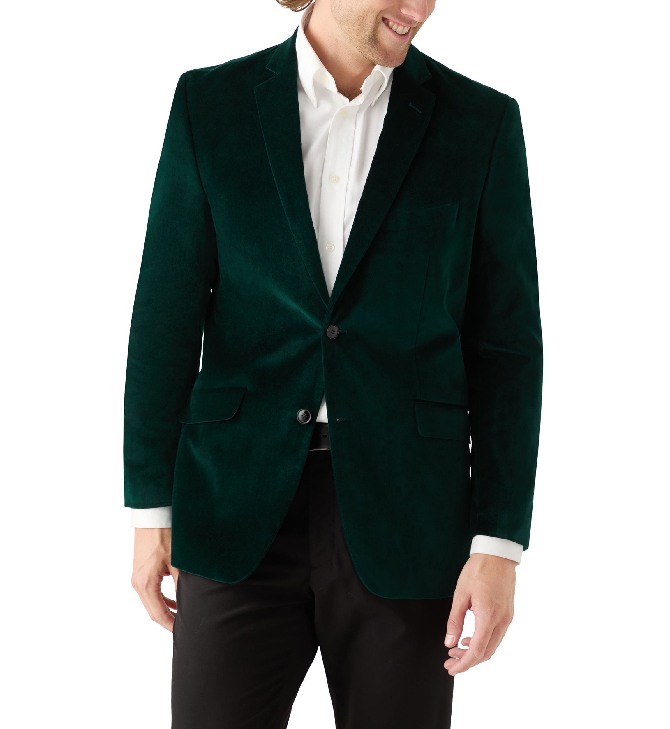 Green Velvet Satin Lapel Sport Coat