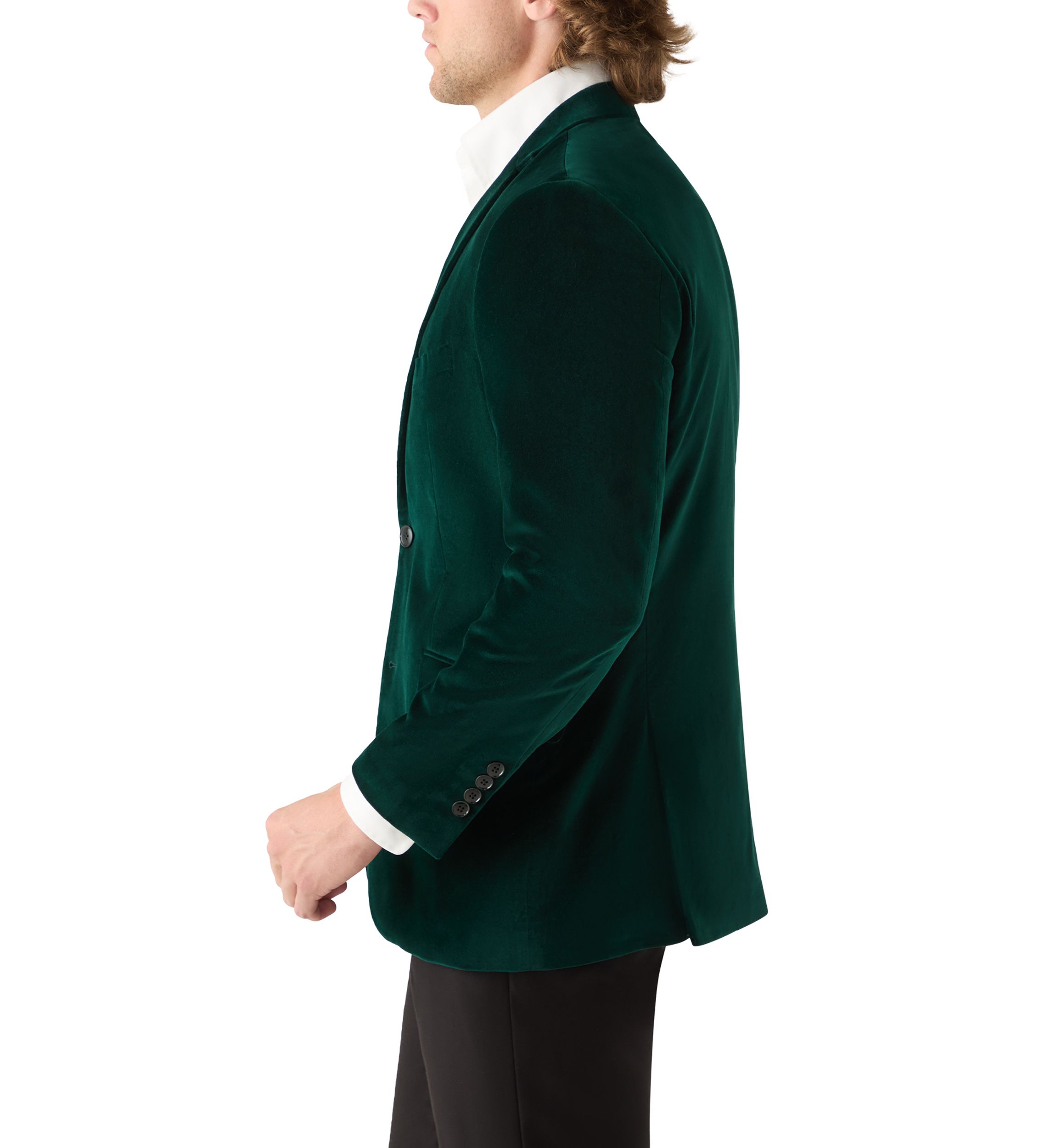 Green Velvet Satin Lapel Sport Coat