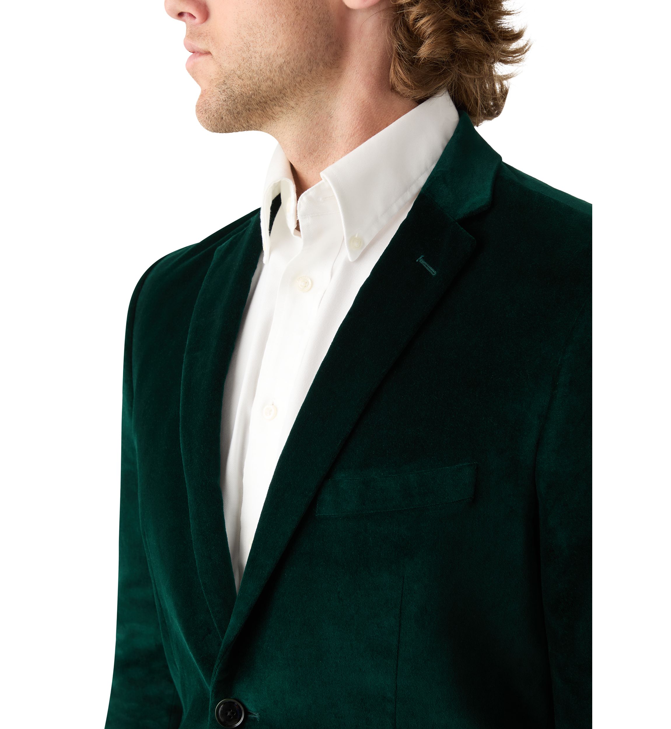 Green Velvet Satin Lapel Sport Coat