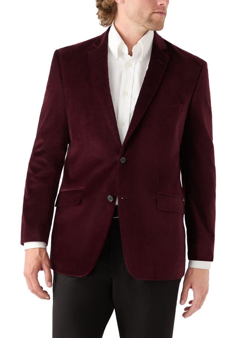 Burgundy Velvet Satin Lapel Sport Coat 