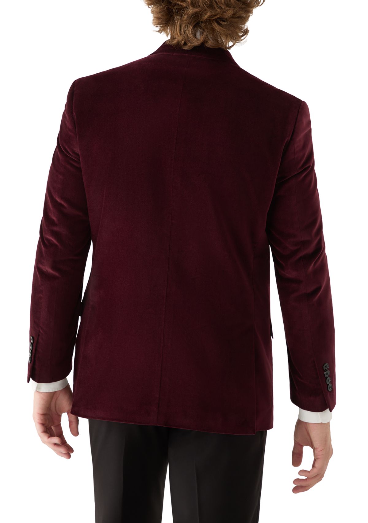 Burgundy Velvet Satin Lapel Sport Coat 