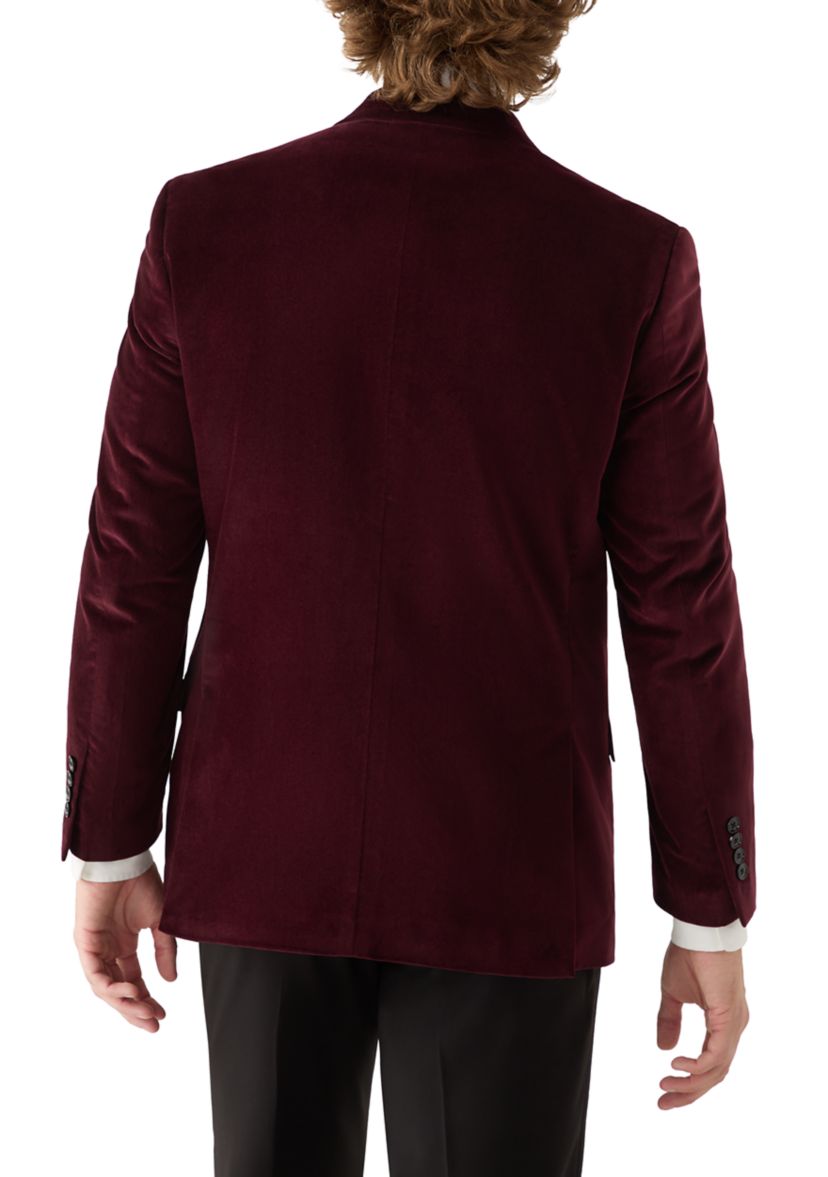 Burgundy Velvet Satin Lapel Sport Coat 