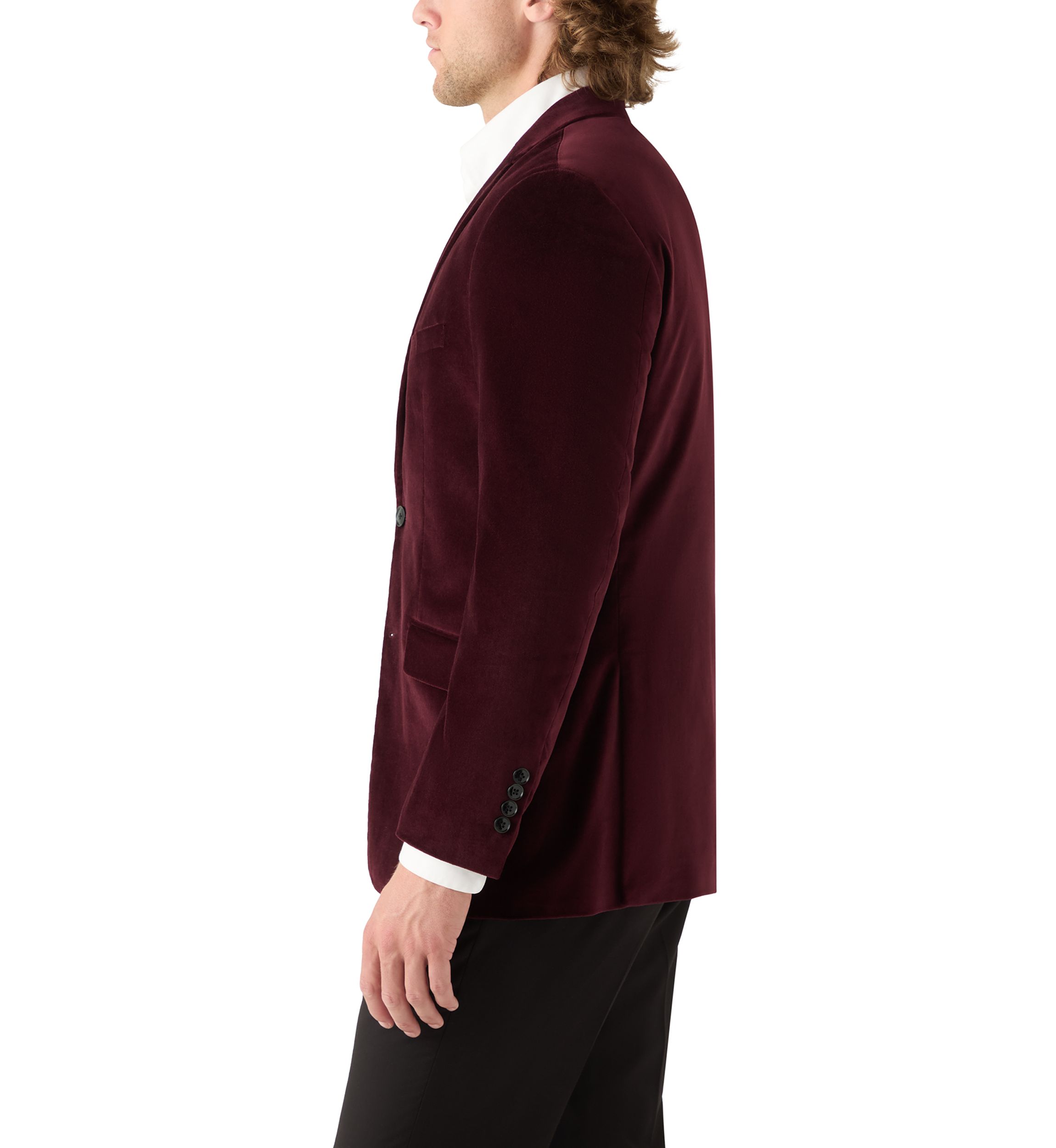 Burgundy Velvet Satin Lapel Sport Coat 