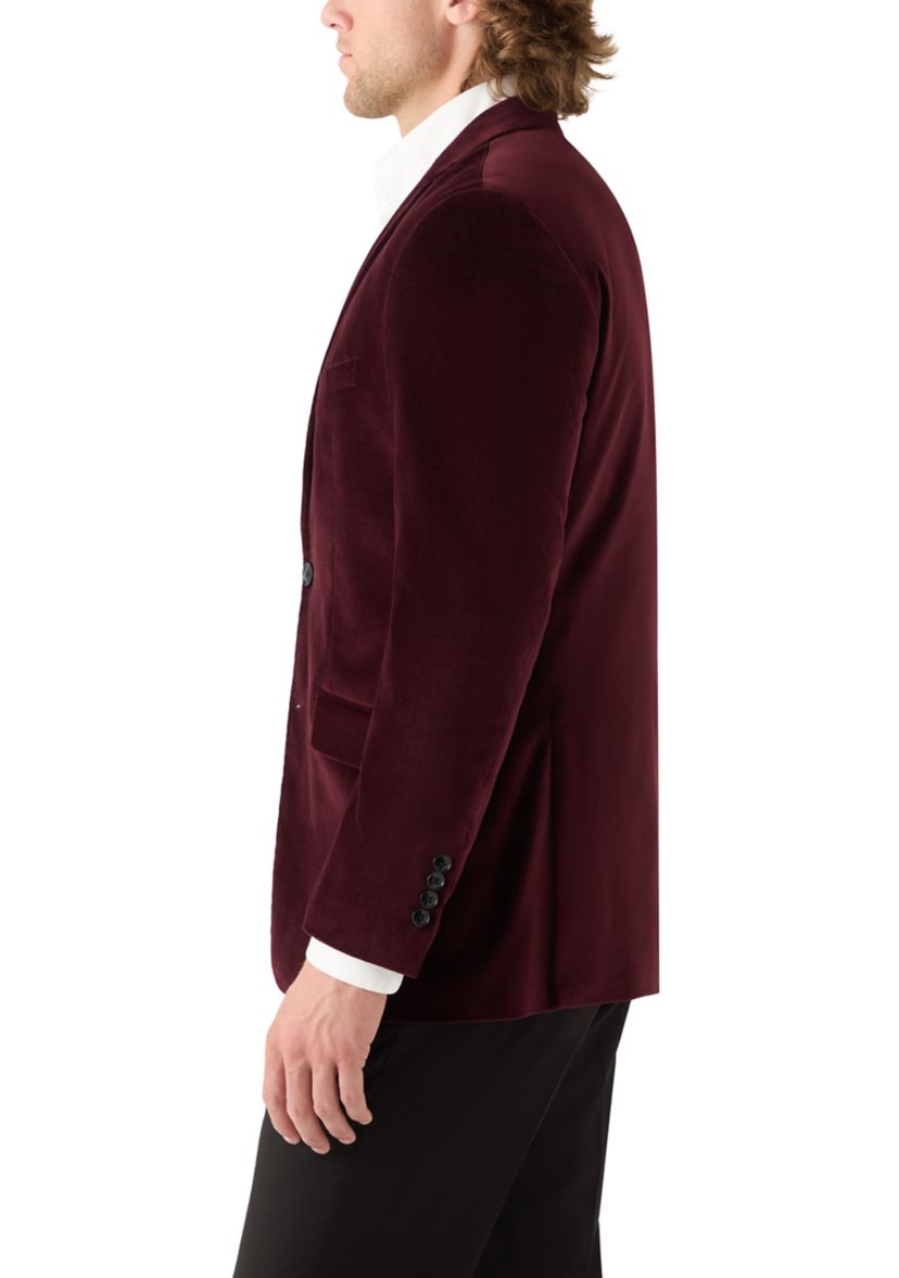 Burgundy Velvet Satin Lapel Sport Coat 