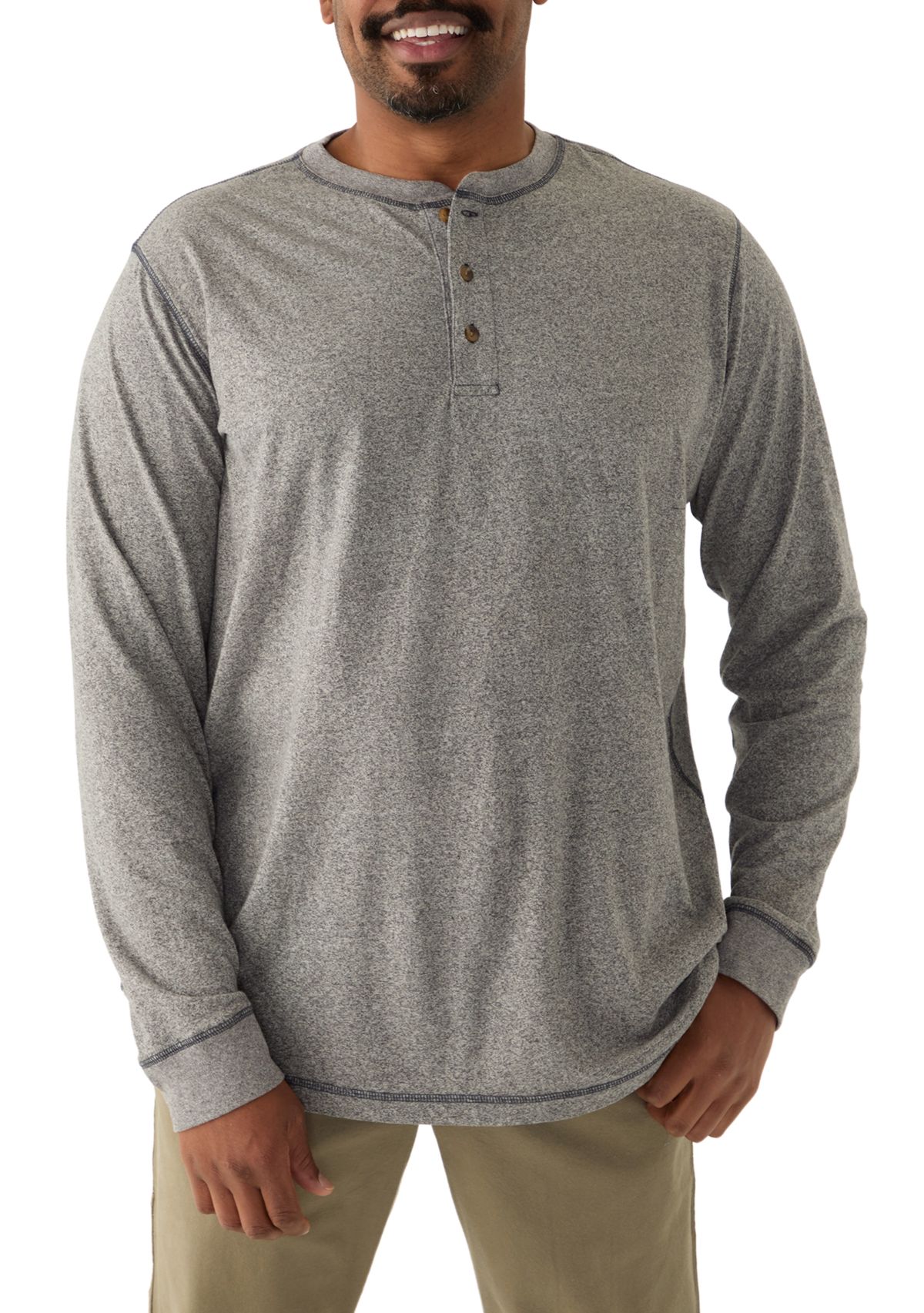 Big & Tall Long Sleeve Jaspe Henley Shirt