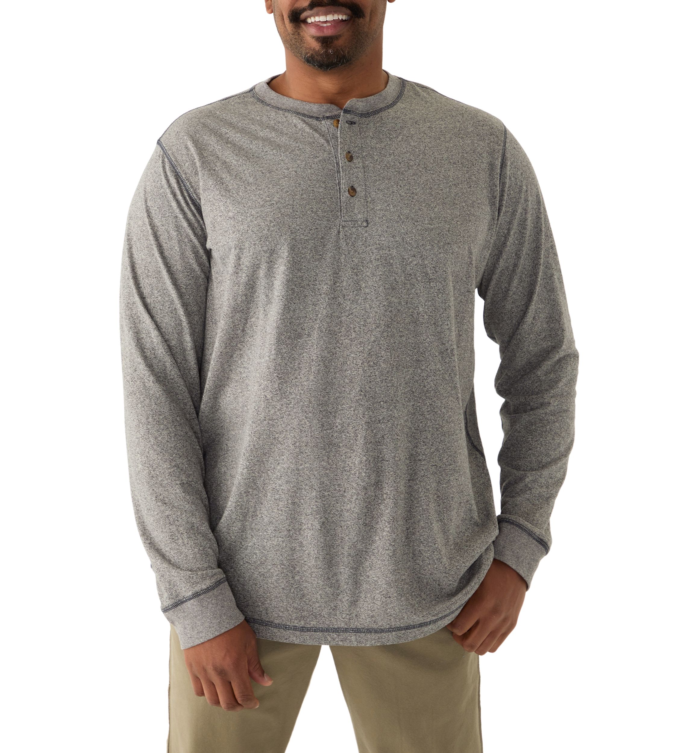 Big & Tall Long Sleeve Jaspe Henley Shirt