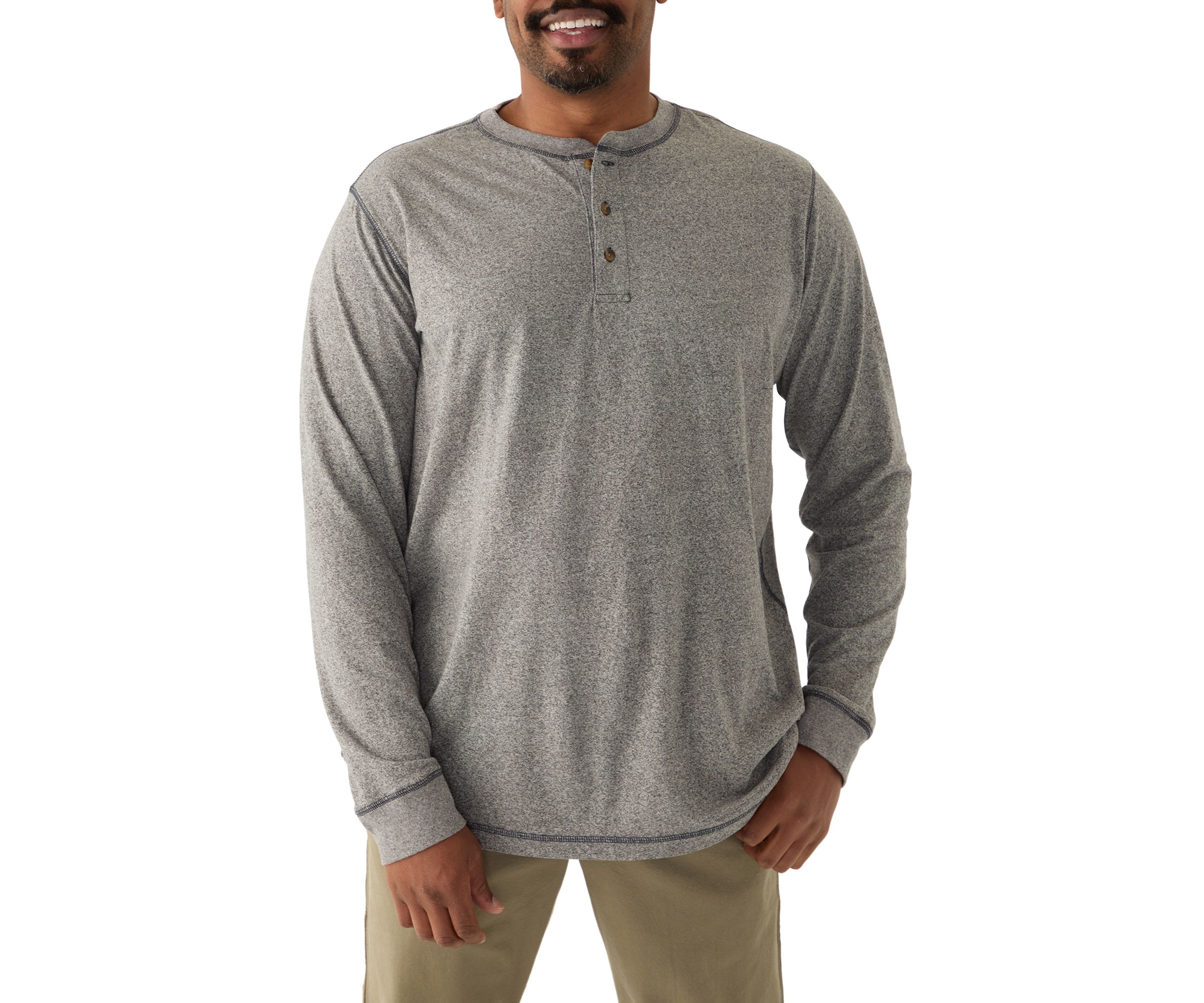 Big & Tall Long Sleeve Jaspe Henley Shirt