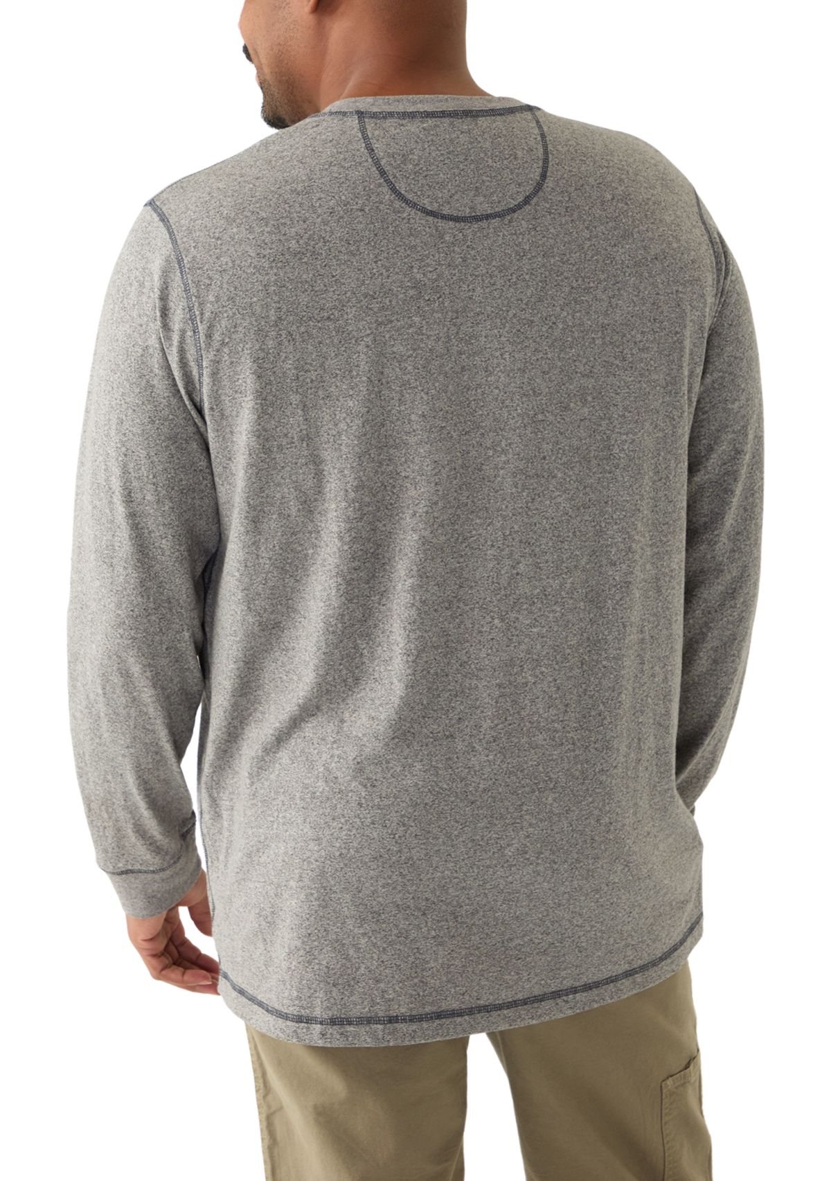 Big & Tall Long Sleeve Jaspe Henley Shirt