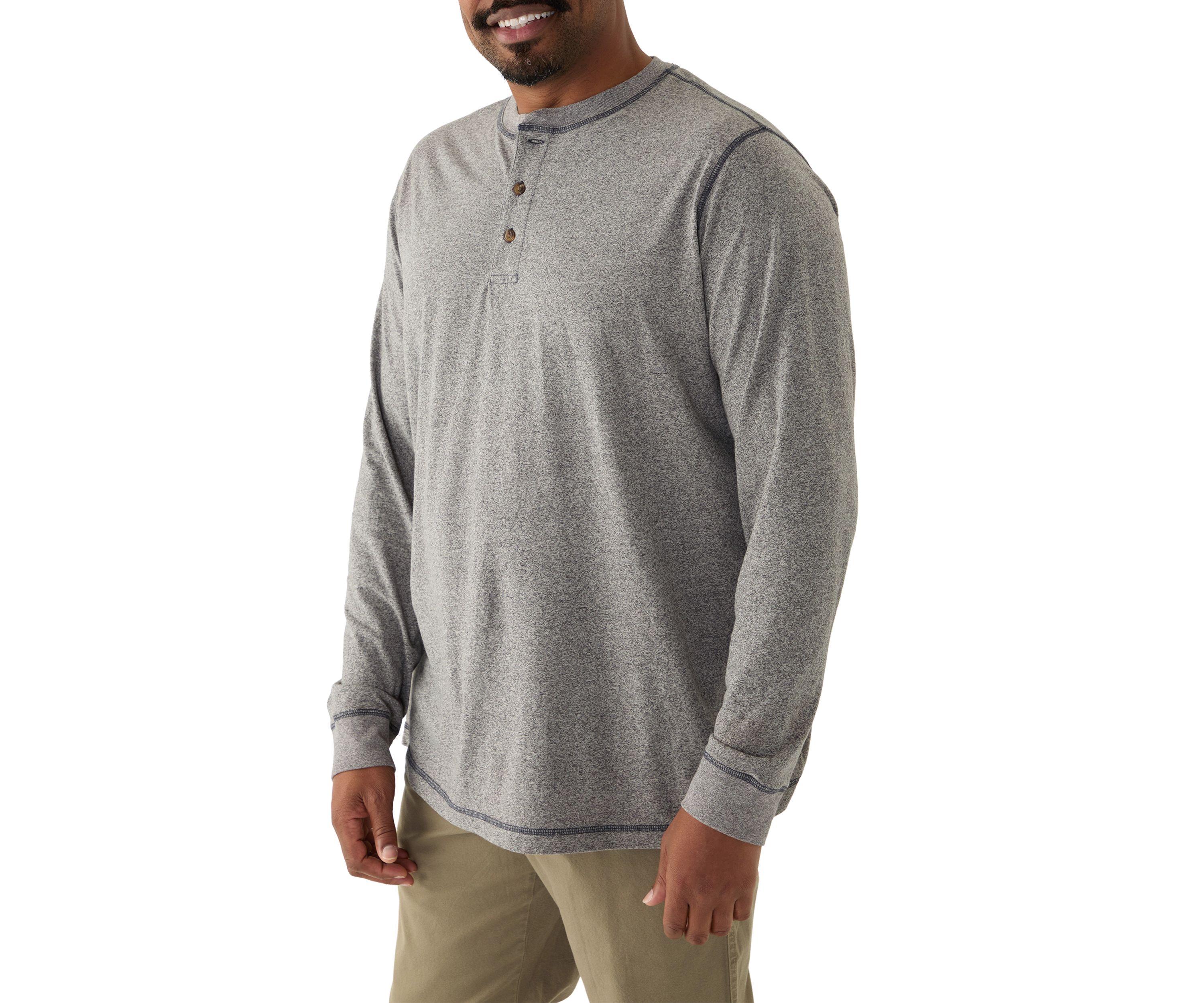 Big & Tall Long Sleeve Jaspe Henley Shirt