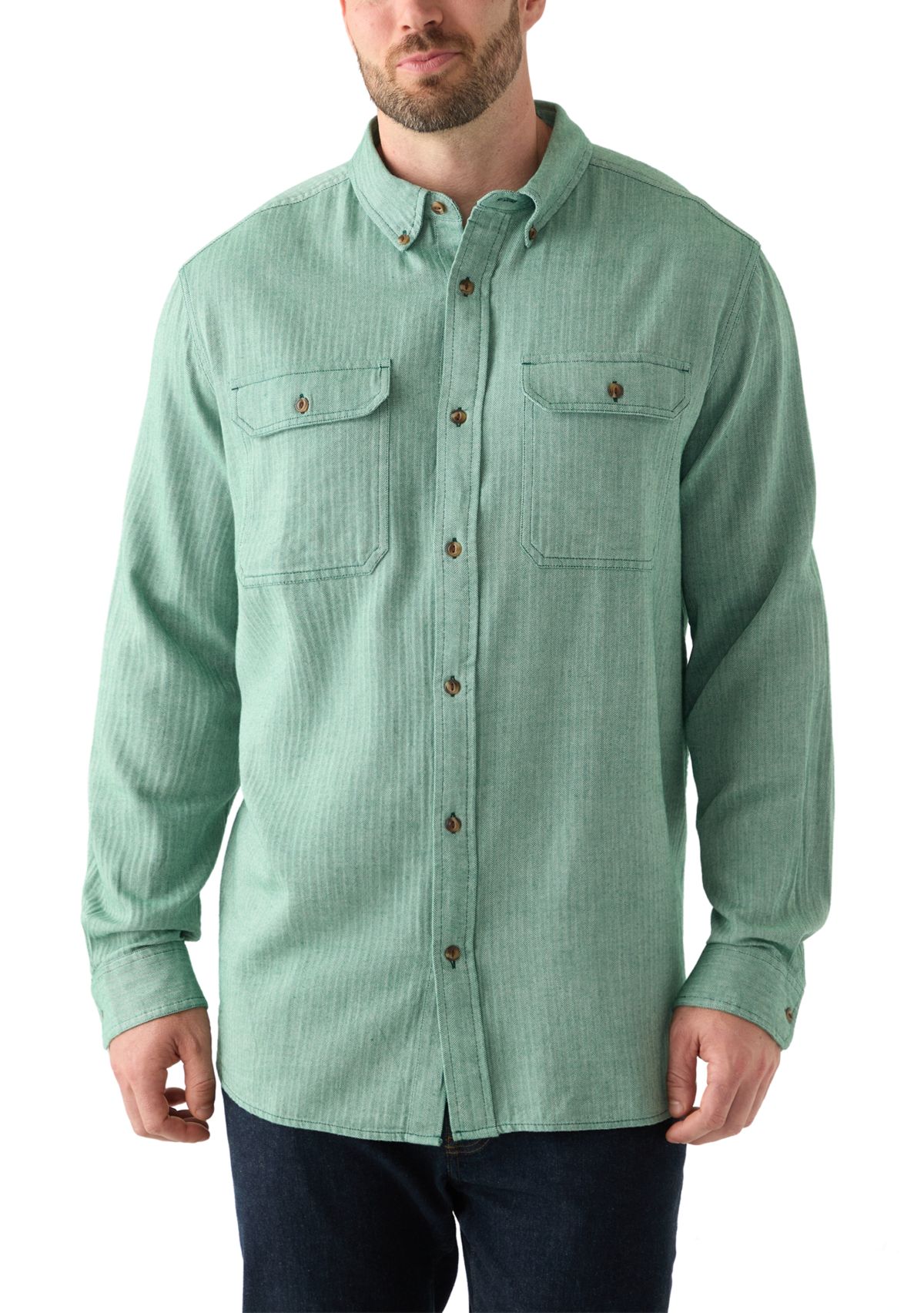 Big & Tall Long Sleeve Solid Flannel Shirt