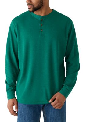 Ocean + Coast Men's Big & Tall Thermal Henley Shirt, Green, 3XL Tall
