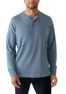 Ocean + Coast Men's Big & Tall Thermal Henley Shirt, Blue, 4XL