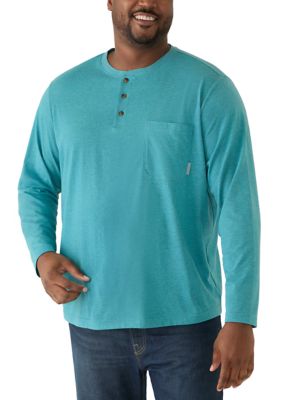 Ocean + Coast Men's Big & Tall Long Sleeve Jersey Henley Shirt