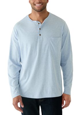 Ocean + Coast Men's Big & Tall Long Sleeve Jersey Henley Shirt, 3XL Tall