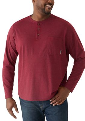 Ocean + Coast Men's Big & Tall Long Sleeve Jersey Henley Shirt, Red, 3XL Tall