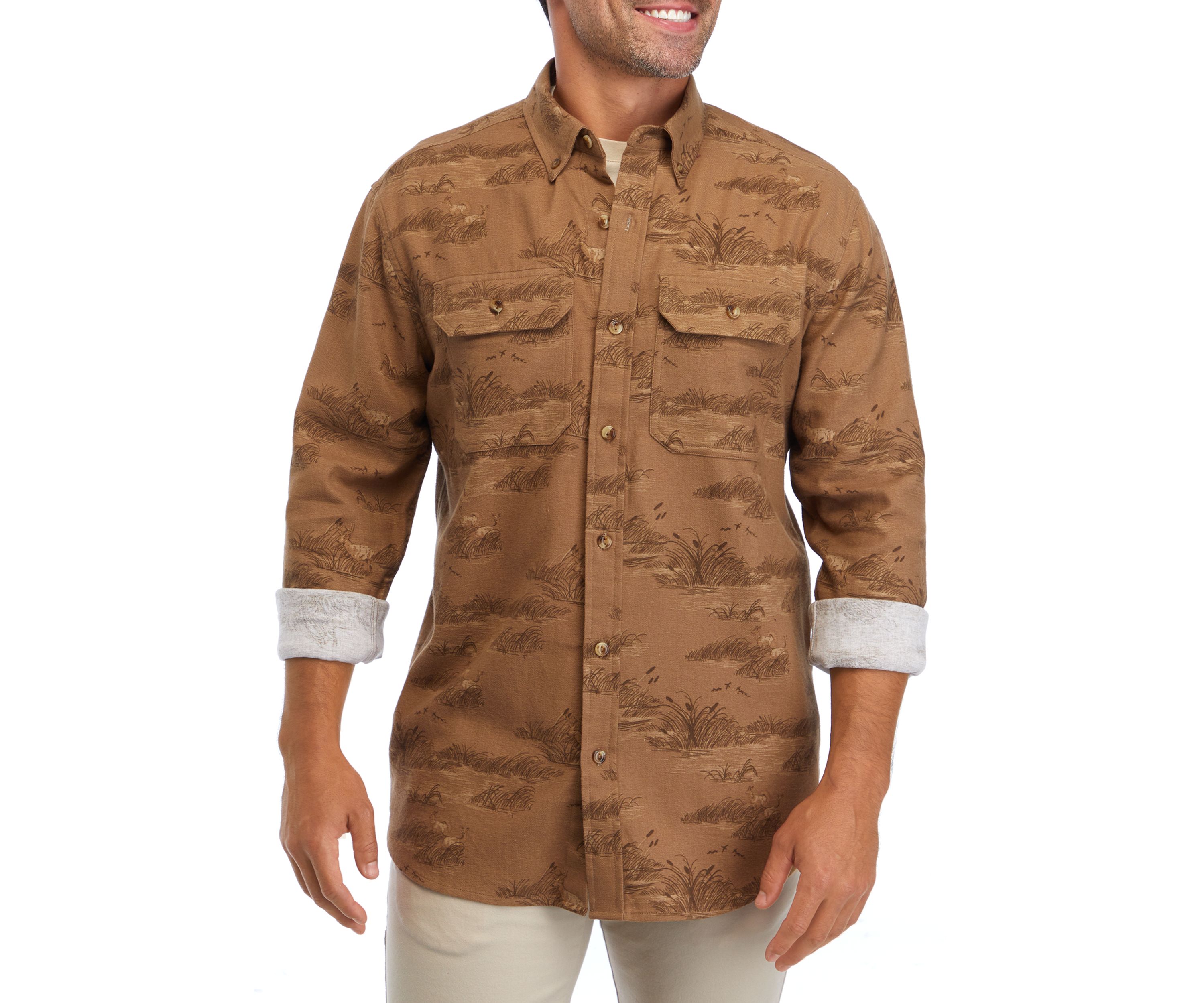 Long Sleeve Printed Flannel Shirt