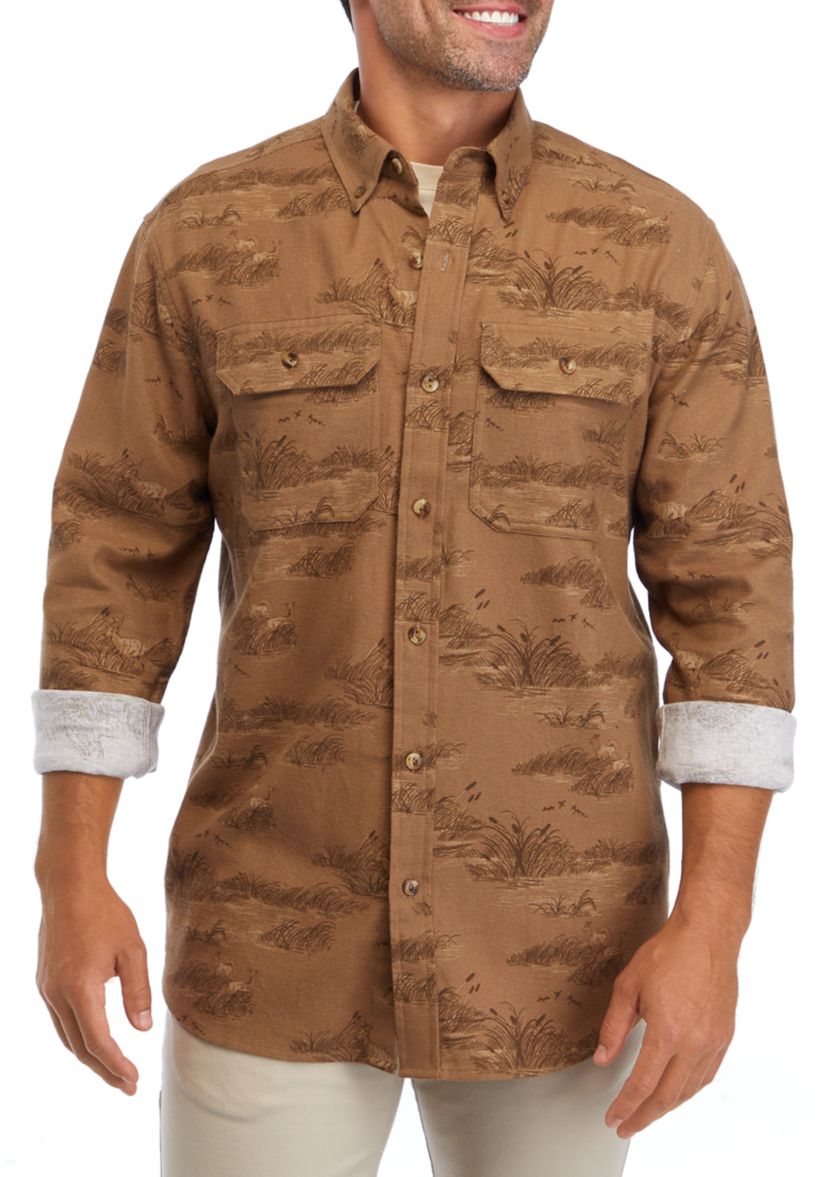 Long Sleeve Printed Flannel Shirt