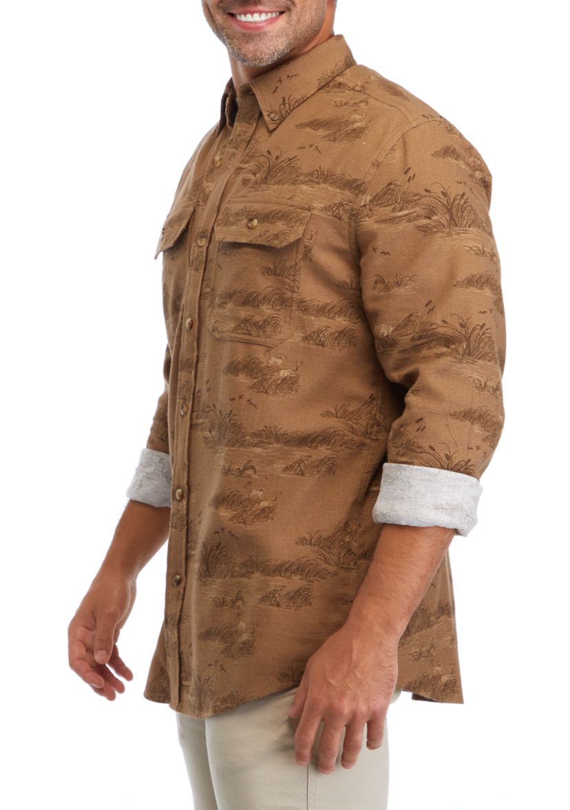 Long Sleeve Printed Flannel Shirt