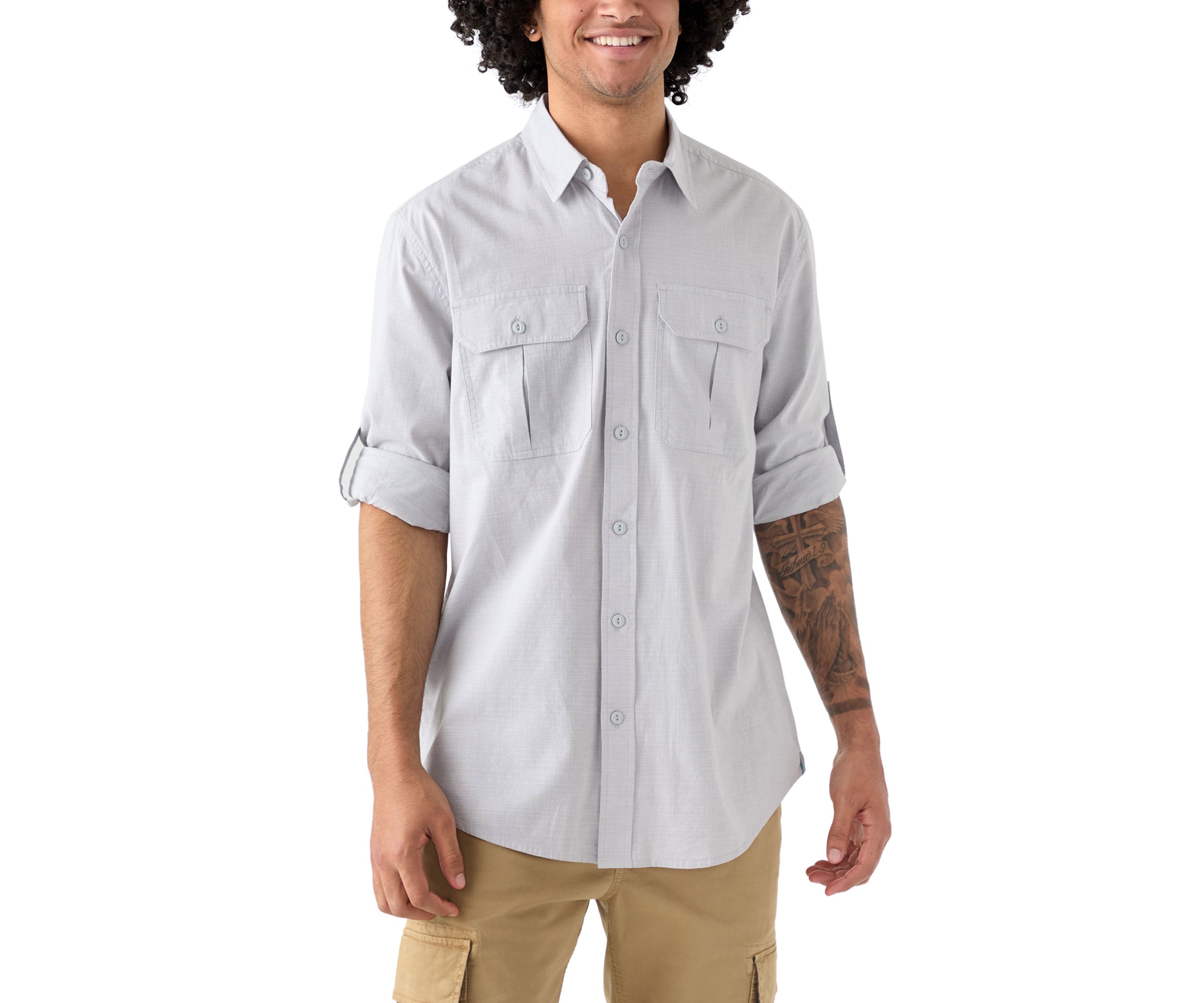 Long Sleeve Chambray Rip Stop Shirt