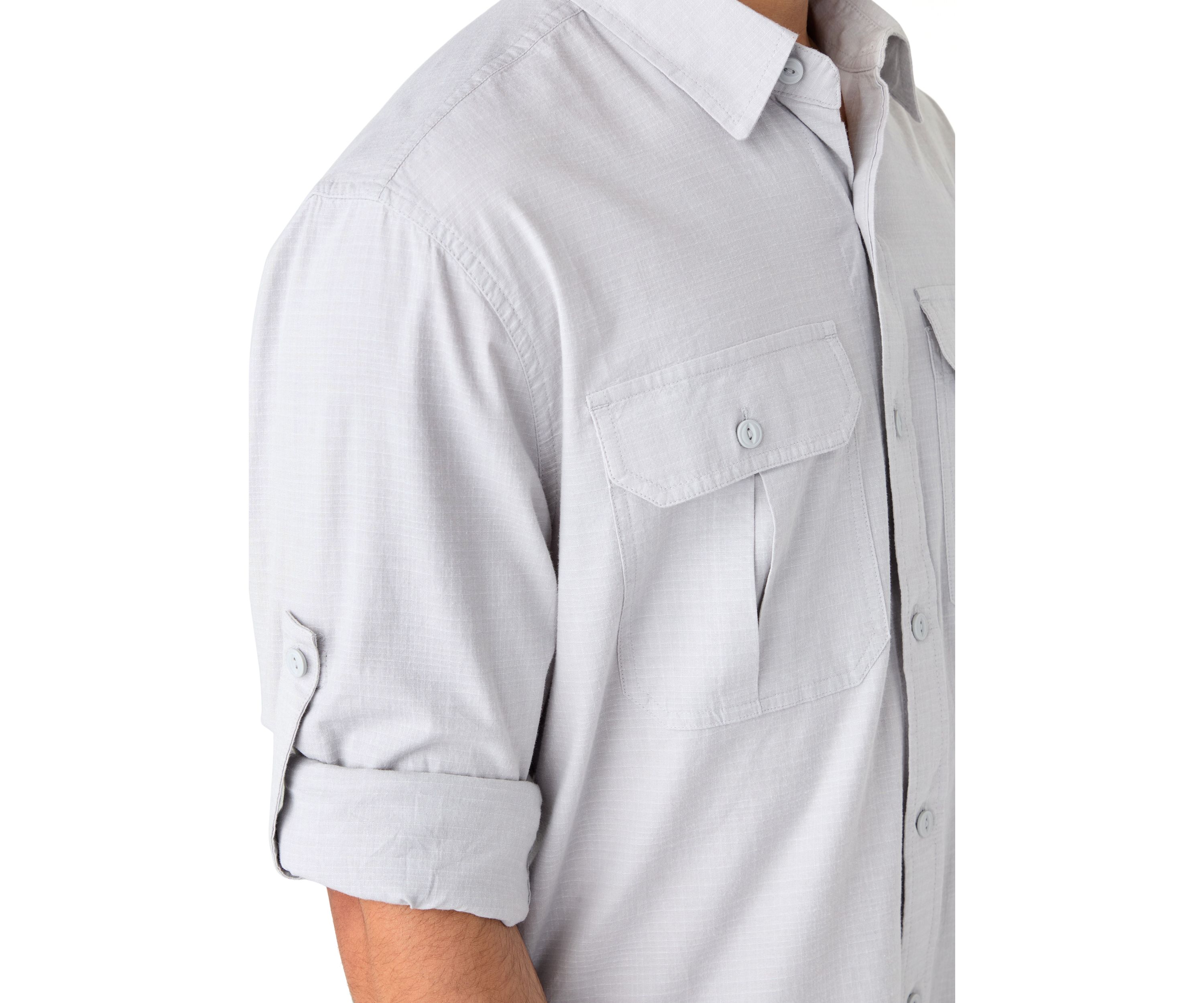 Long Sleeve Chambray Rip Stop Shirt