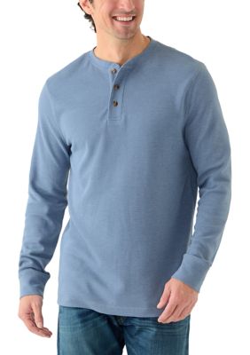 Ocean + Coast Men's Thermal Henley Shirt, Blue, Small