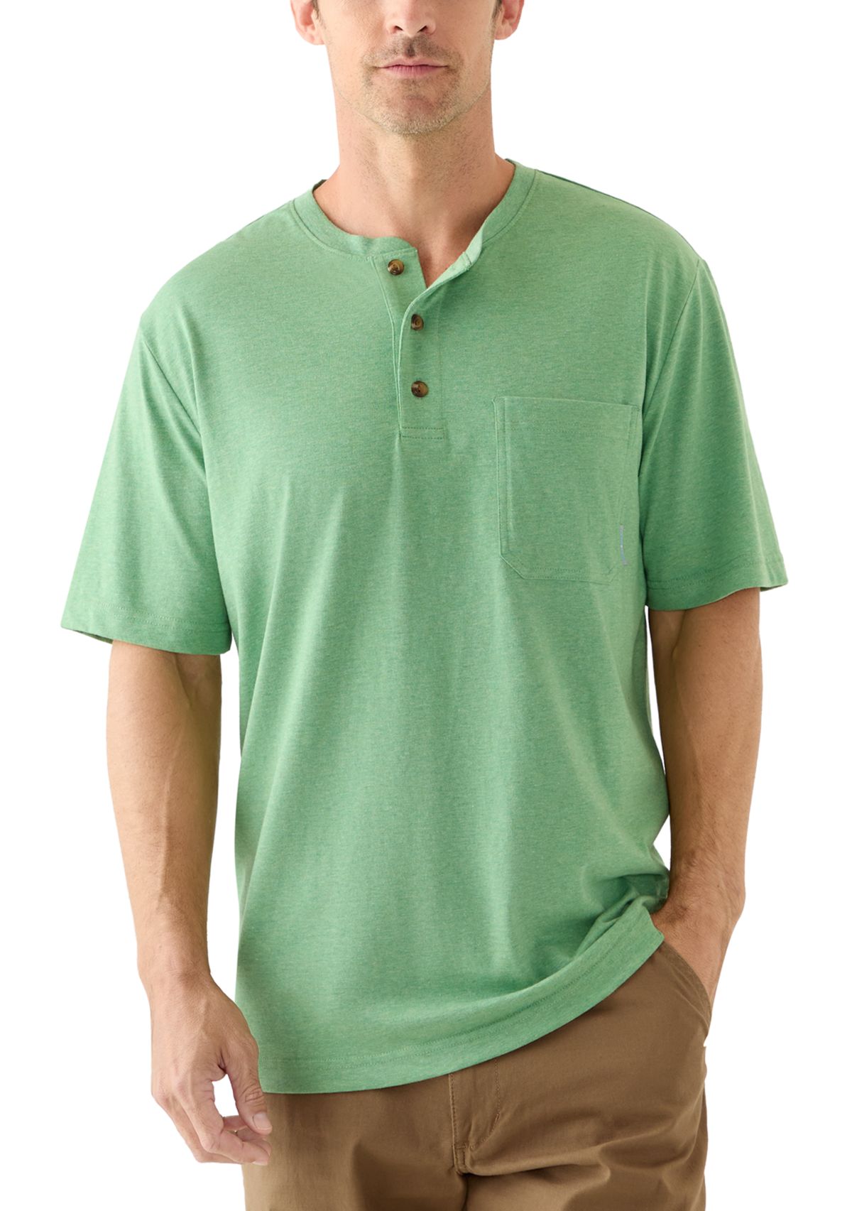 Mens Short Sleeve Jersey Henley Shirt 