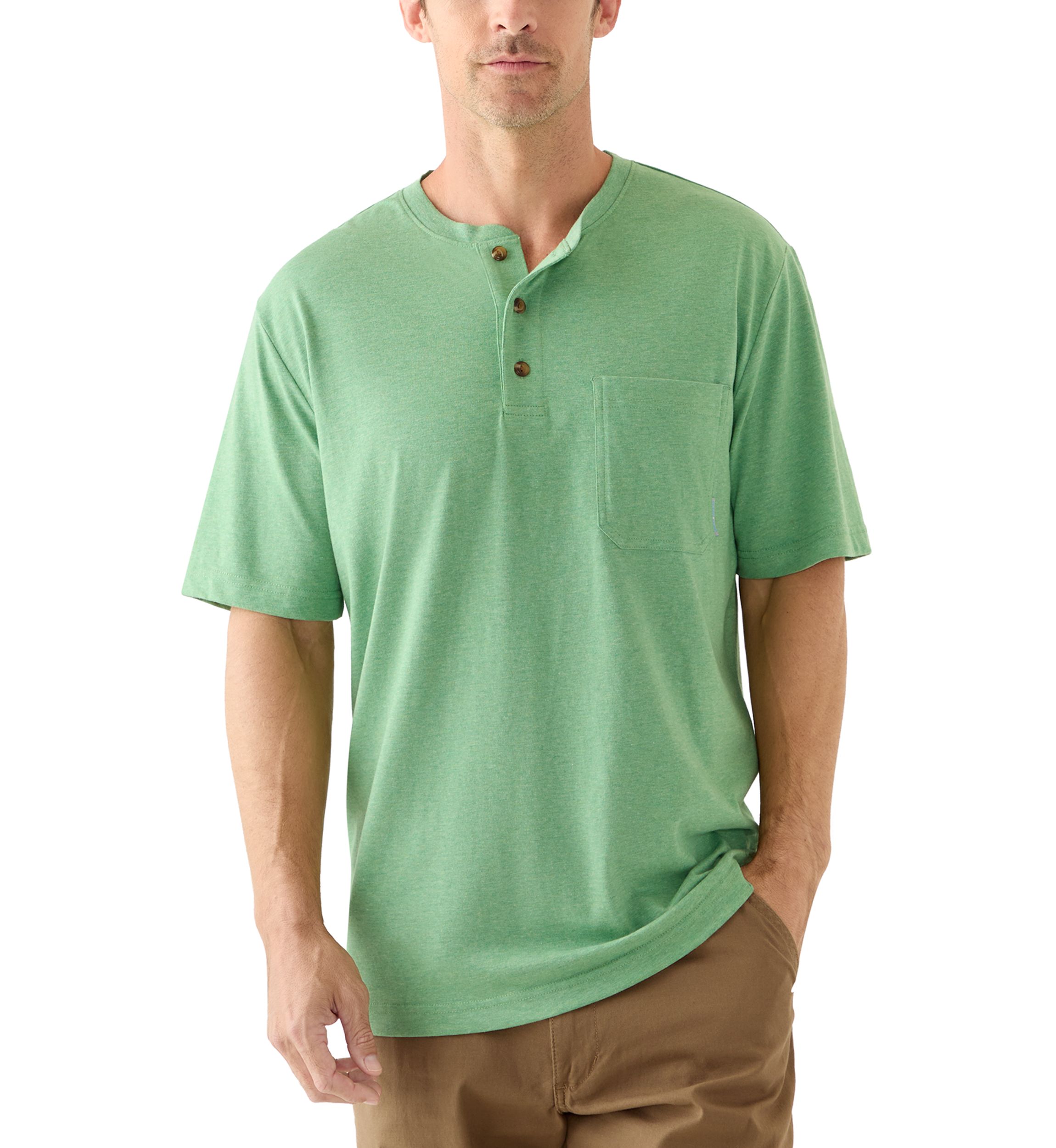 Mens Short Sleeve Jersey Henley Shirt 