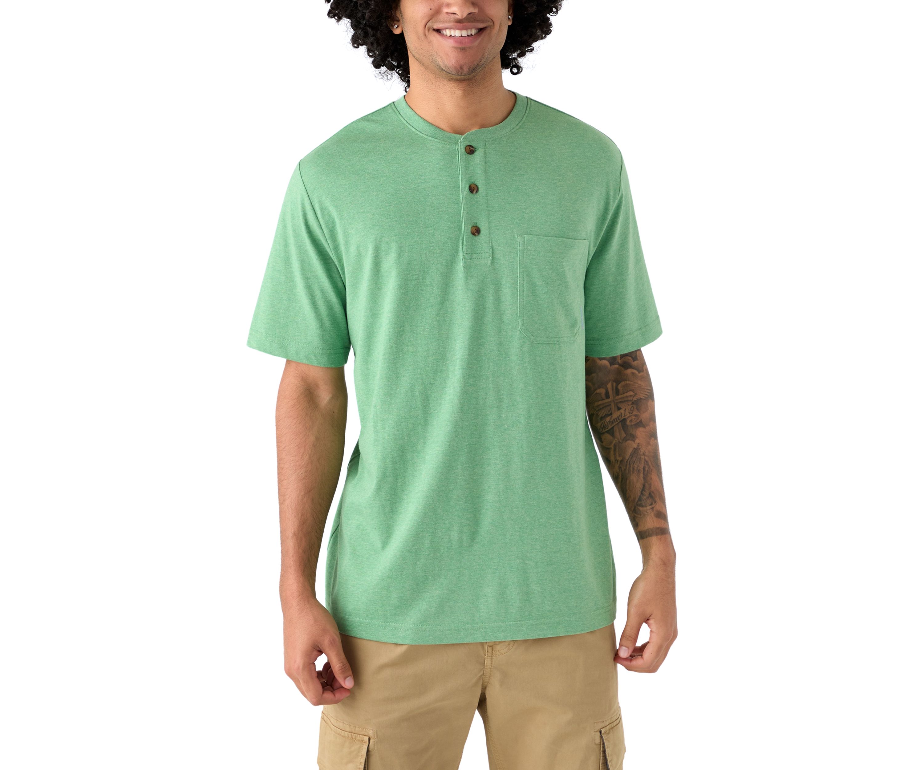 Mens Short Sleeve Jersey Henley Shirt 