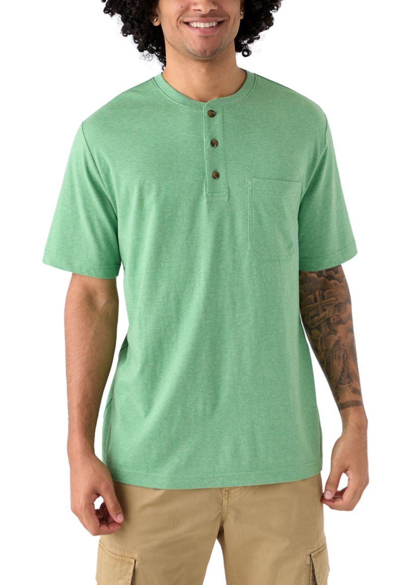 Mens Short Sleeve Jersey Henley Shirt 