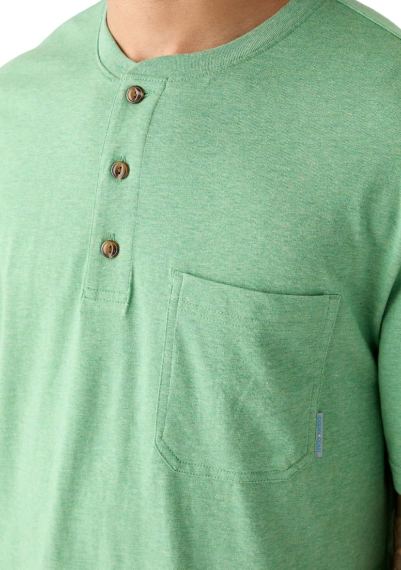 Mens Short Sleeve Jersey Henley Shirt 
