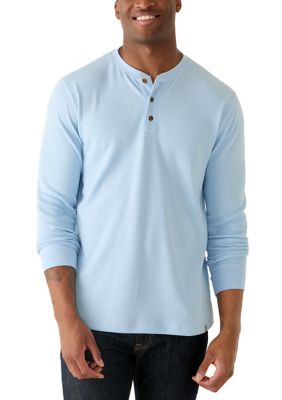 Ocean + Coast Men's Long Sleeve Thermal Henley Shirt, Blue, 2XL