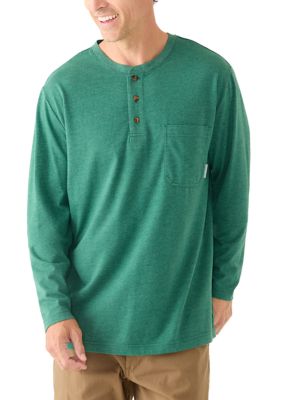 Ocean + Coast Men's Long Sleeve Jersey Henley Shirt, Green, 2XL
