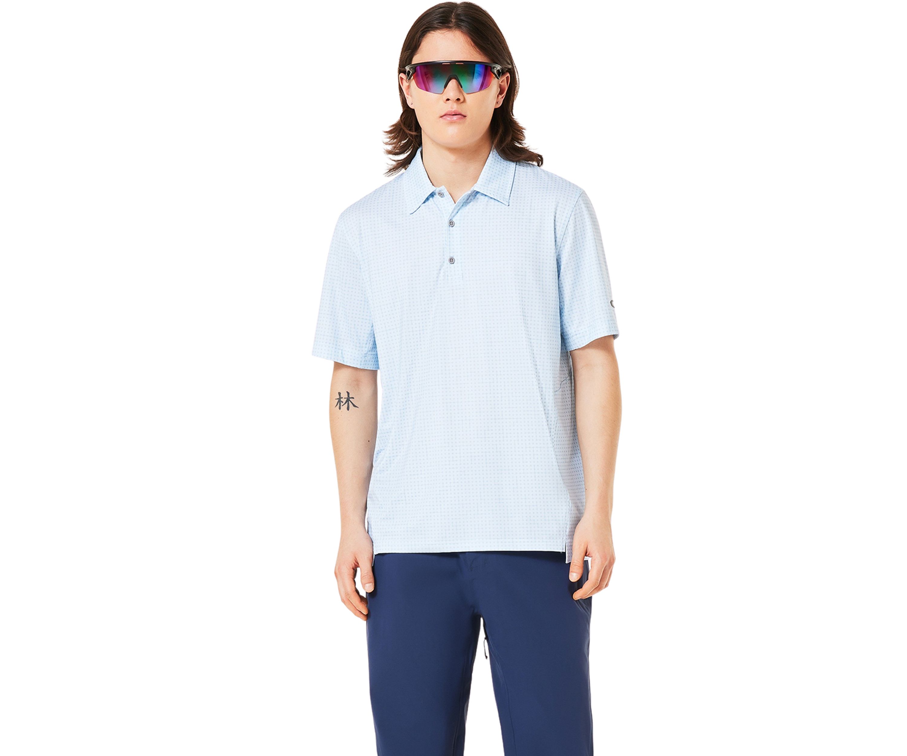 Mens Grid Print Polo Shirt 