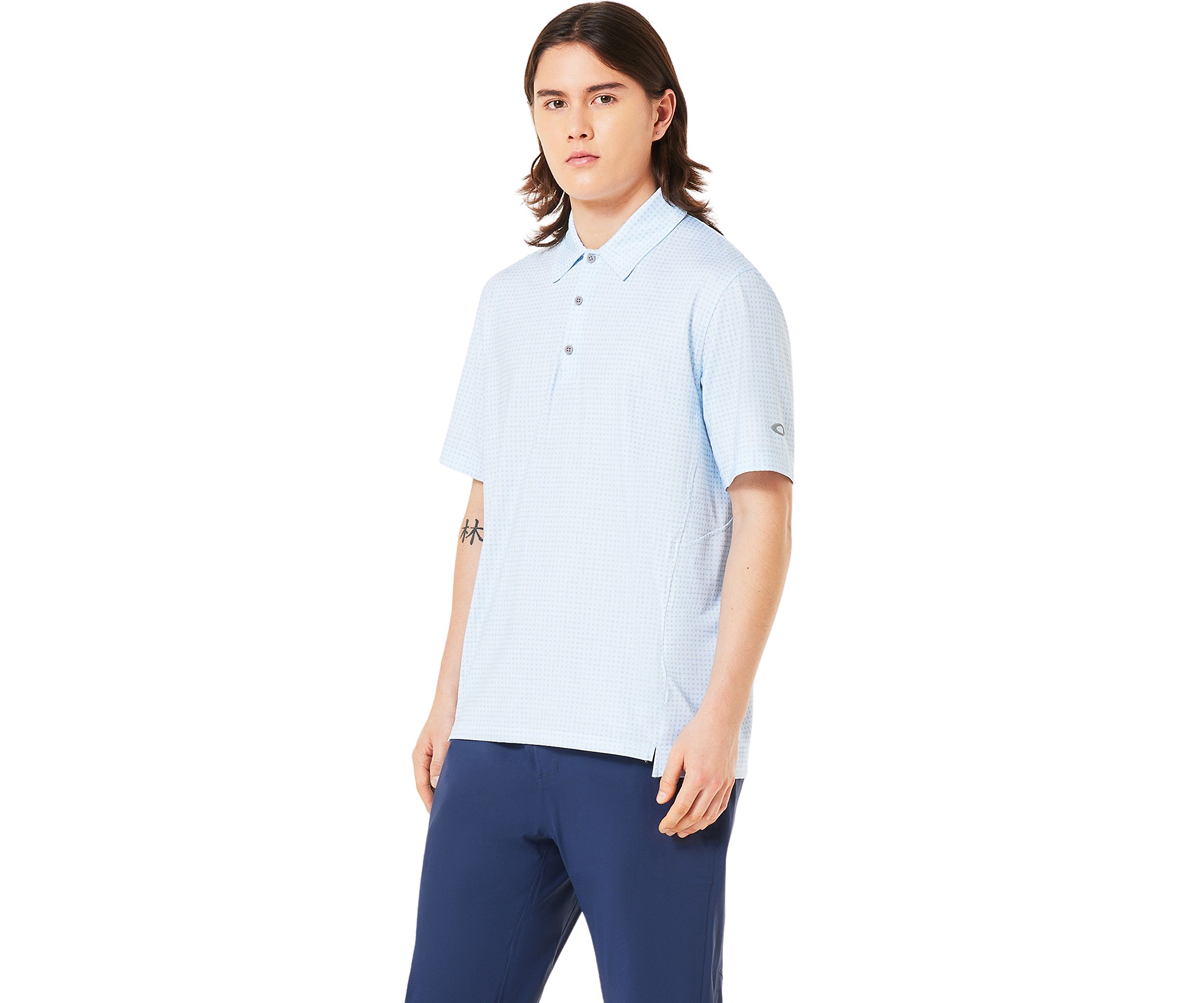 Mens Grid Print Polo Shirt 