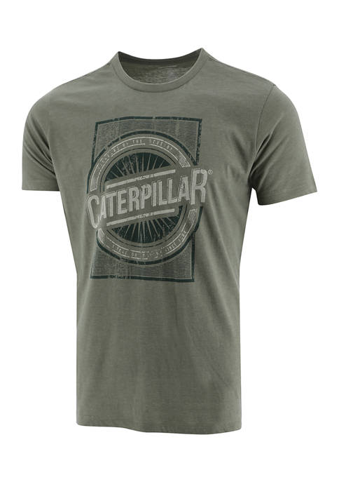 Caterpillar Mens Short Sleeve Distressed Logo T-Shirt