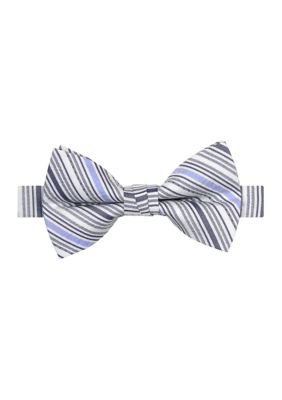 Saddlebred Men's Striped Seersucker Pre-Tied Bowtie, Navy Blue