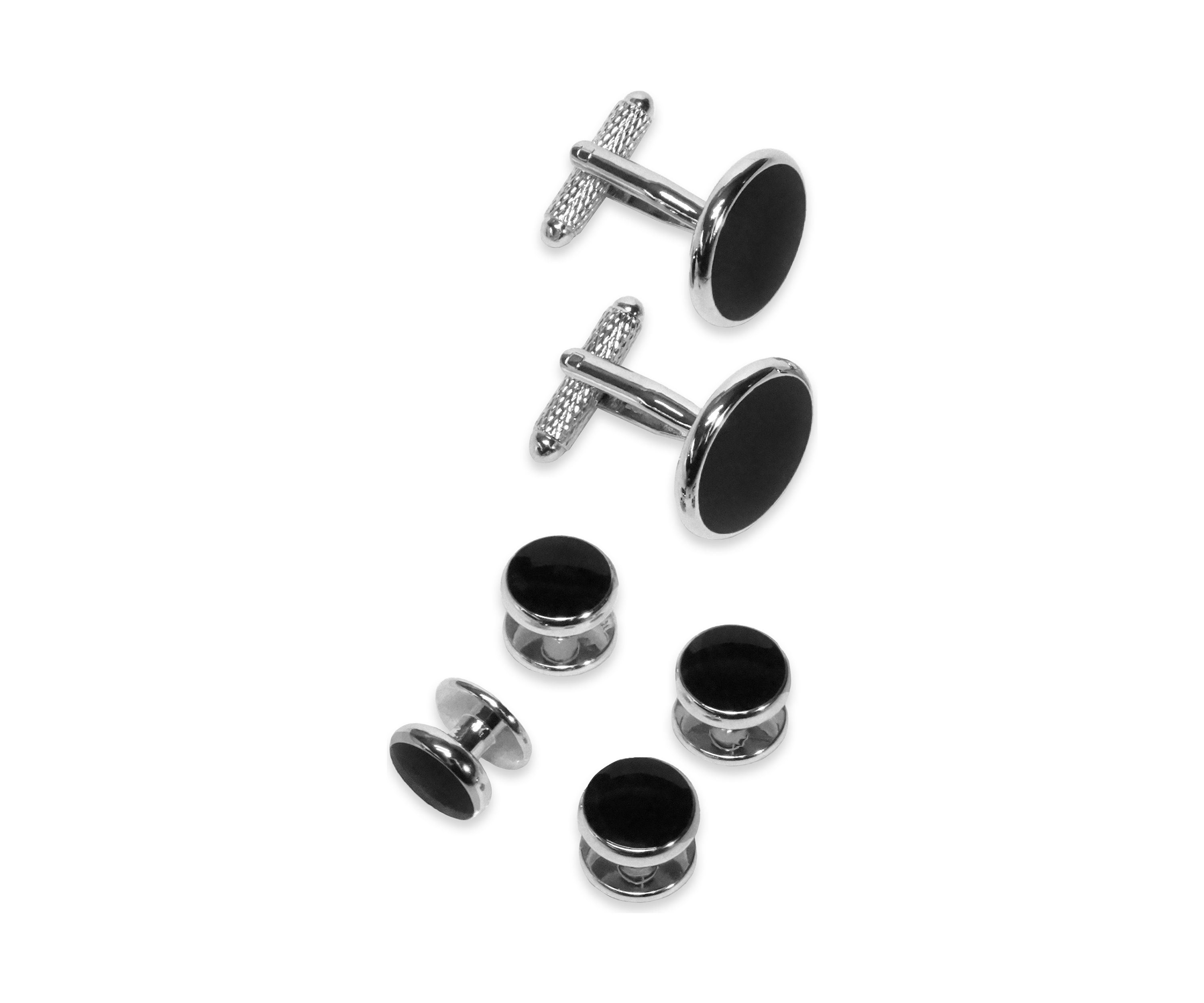 Silver with Black Enamel Cufflinks