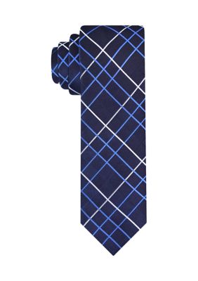 Saddlebred Men's Textured Grid Printed Tie, Navy Blue, 58