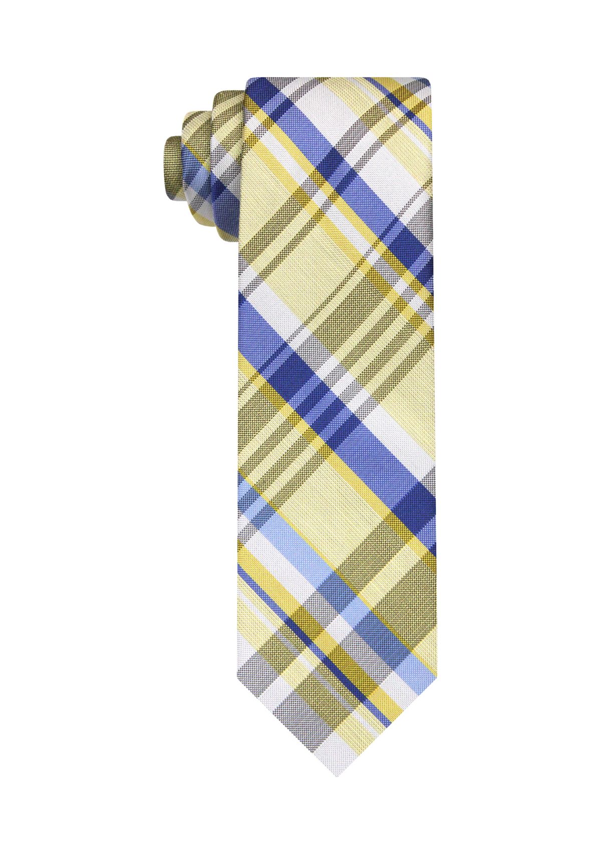 Large Linen Plaid Tie