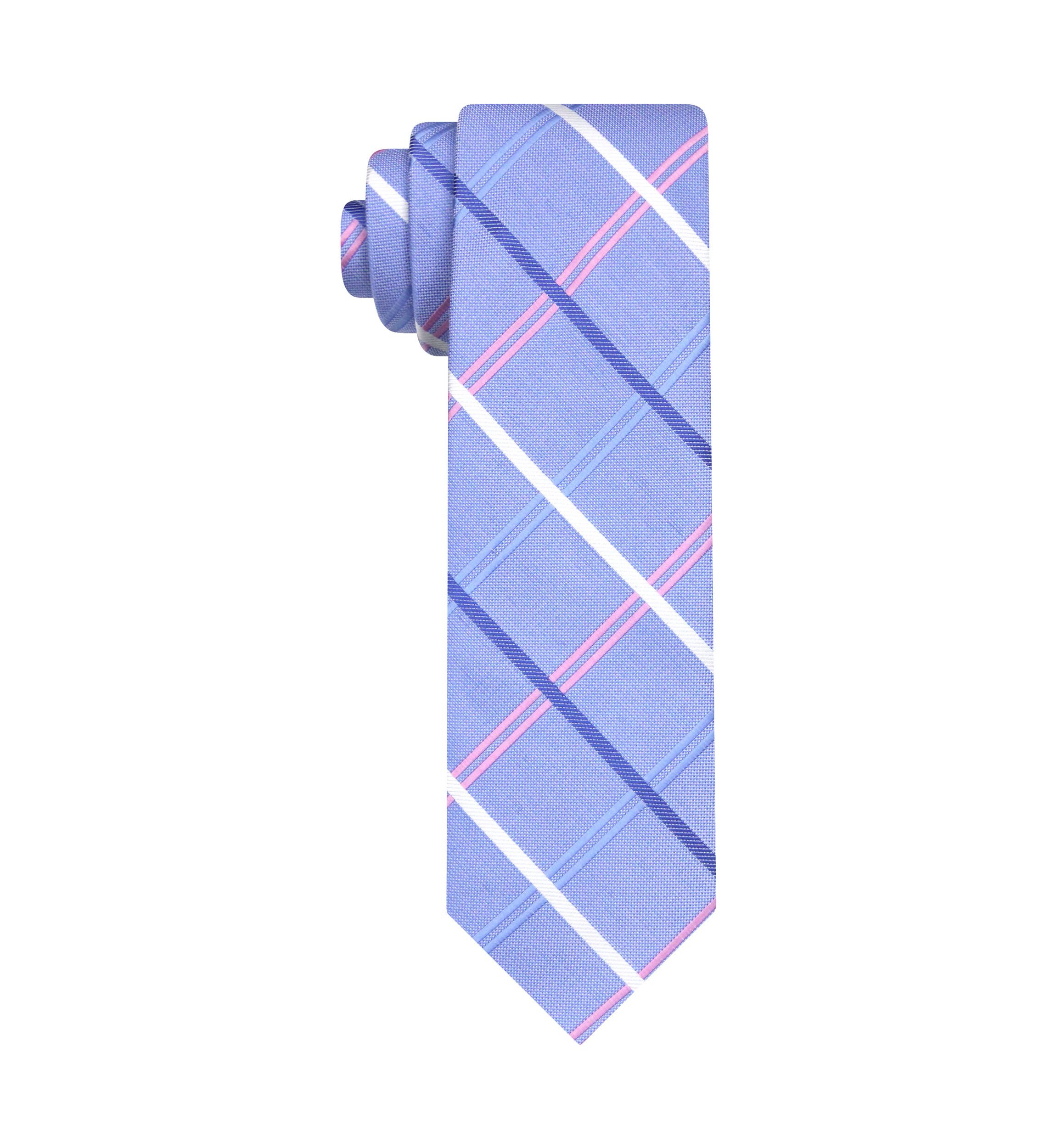 Large Linen Grid Printed Tie