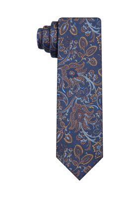 Saddlebred Men's Jaspe Floral Paisley Tie, Navy Blue, 58