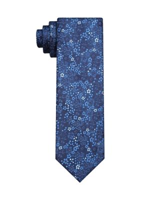 Saddlebred Men's Floral Tie, Navy Blue, 58