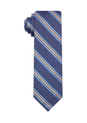 Saddlebred Men's Jaspe Multi-Striped Tie, Navy Blue, 58