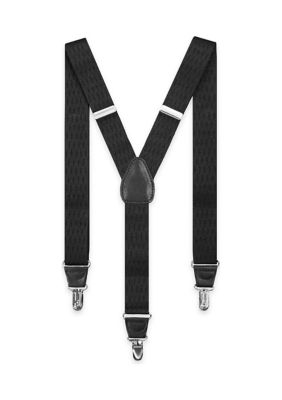 Trafalgar Luxe Diamond Elastic Button End Suspenders - Black